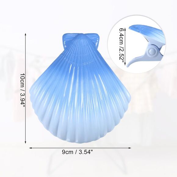 4 Pcs Shell ABS Metal Clothespins for Clothes Craft Pictures Blue - Picture 3 of 6